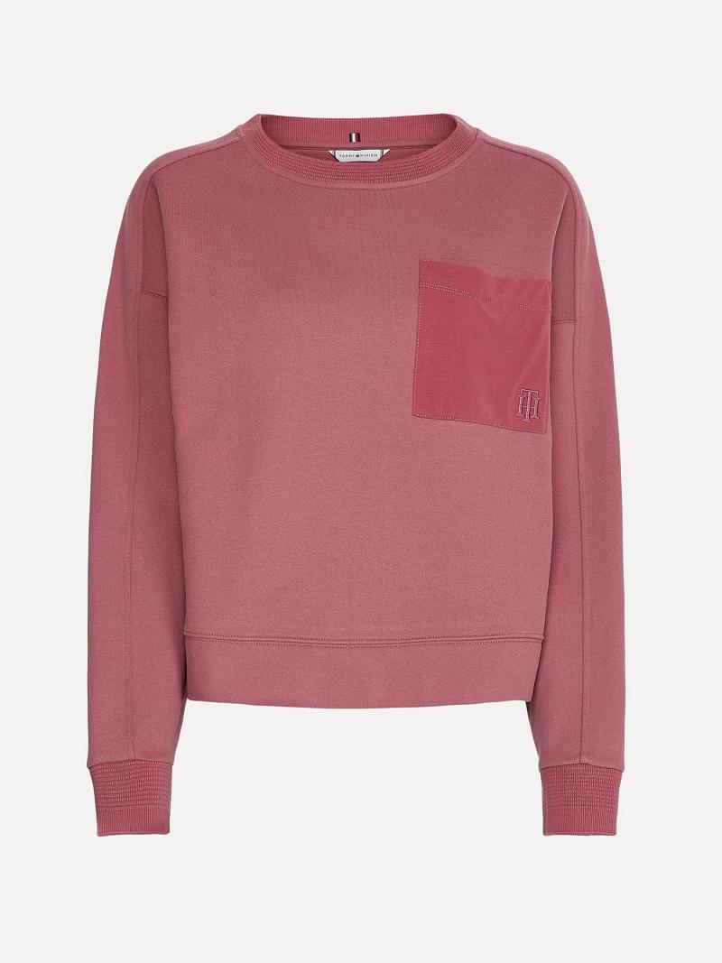 Sweats Tommy Hilfiger Organic Coton Crewneck Femme Rouge | FR_W21395