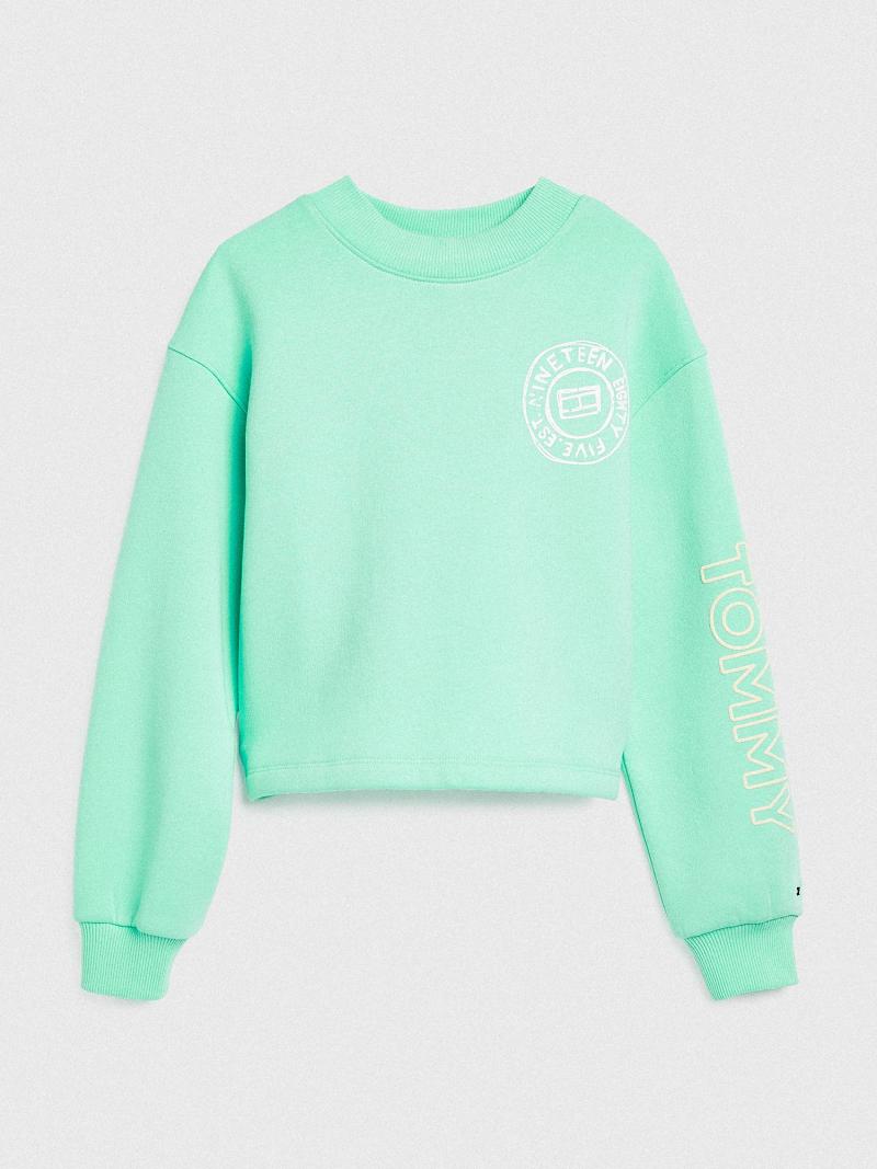 Sweats Tommy Hilfiger Organic Coton Pastel Crewneck Enfant Vert | FR_G1208