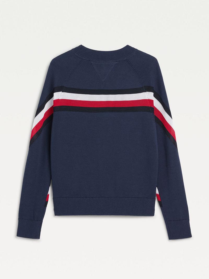 Sweats Tommy Hilfiger Organic Coton Raglan Pull Enfant Bleu Marine | FR_G1209