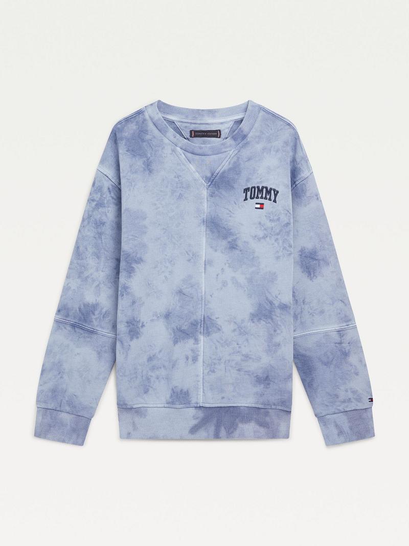 Sweats Tommy Hilfiger Organic Coton Tie-Dye Enfant Bleu | FR_B2137