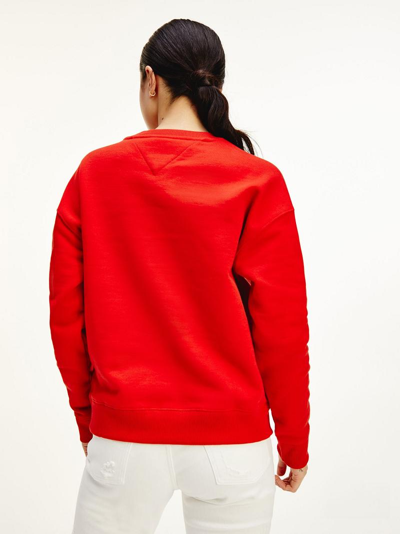 Sweats Tommy Hilfiger Organic Coton Tommy Badge Femme Rouge | FR_W21398