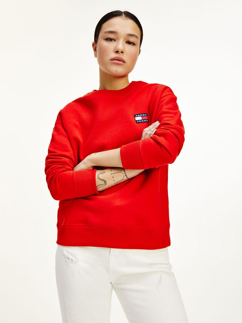 Sweats Tommy Hilfiger Organic Coton Tommy Badge Femme Rouge | FR_W21398