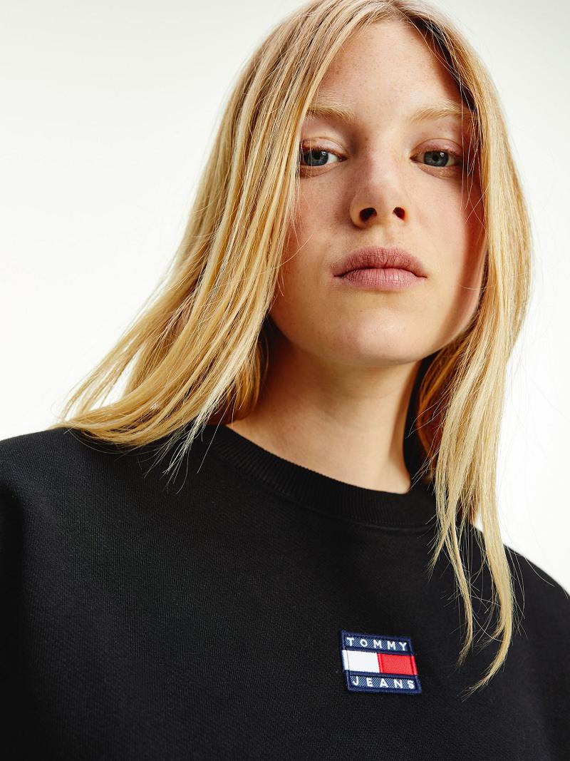 Sweats Tommy Hilfiger Organic Coton Tommy Badge Femme Noir | FR_W21399