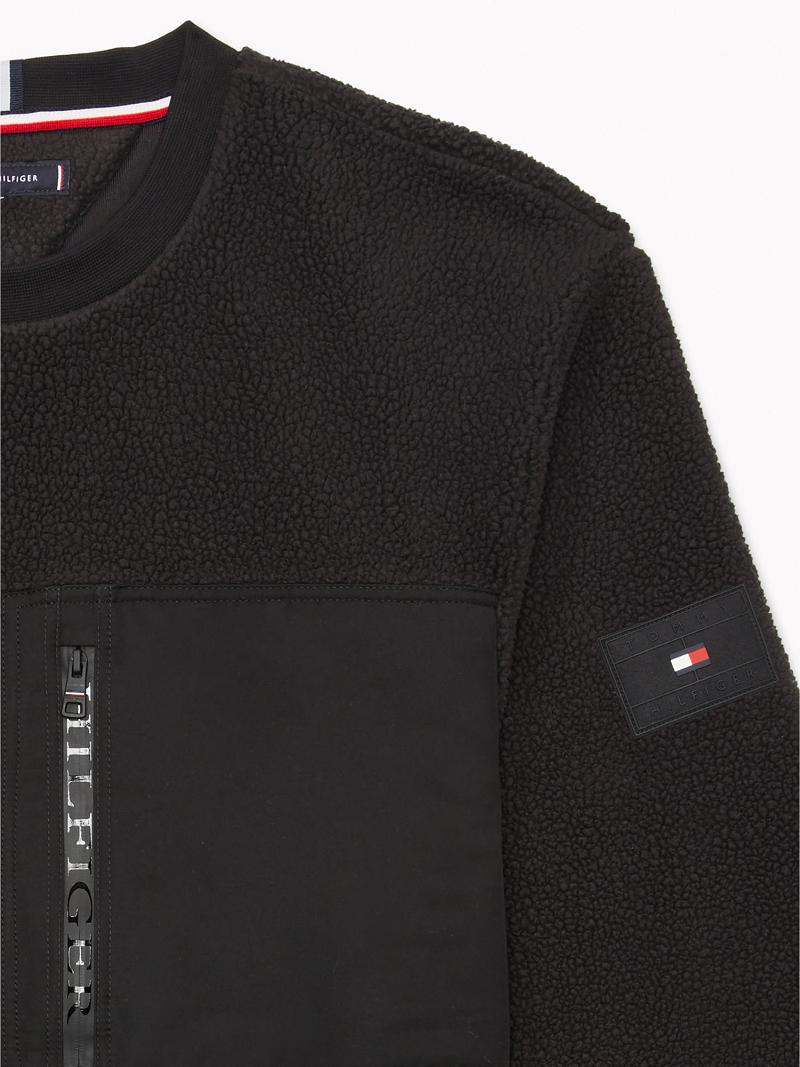 Sweats Tommy Hilfiger Recycled teddy crewneck Homme Noir | FR_M31133