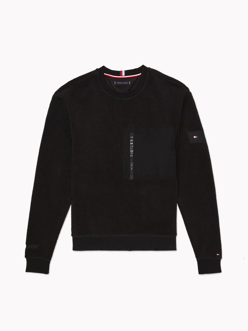 Sweats Tommy Hilfiger Recycled teddy crewneck Homme Noir | FR_M31133