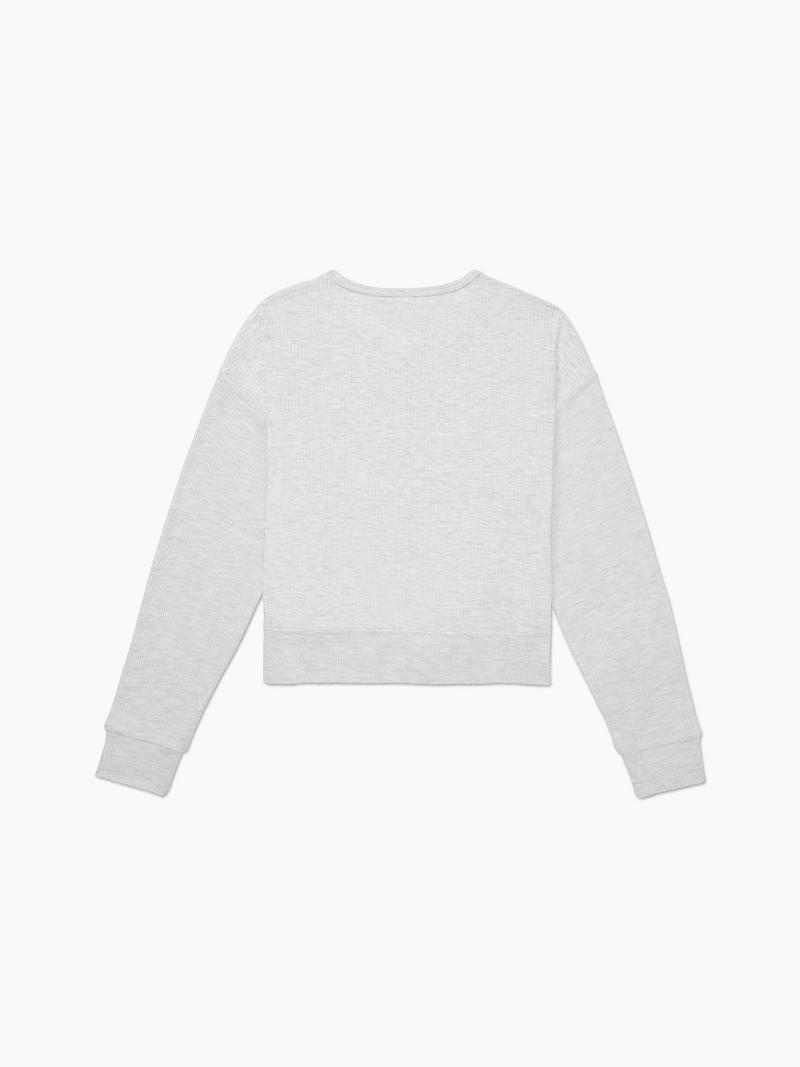 Sweats Tommy Hilfiger Ribbed Crewneck Femme Grise | FR_W21402