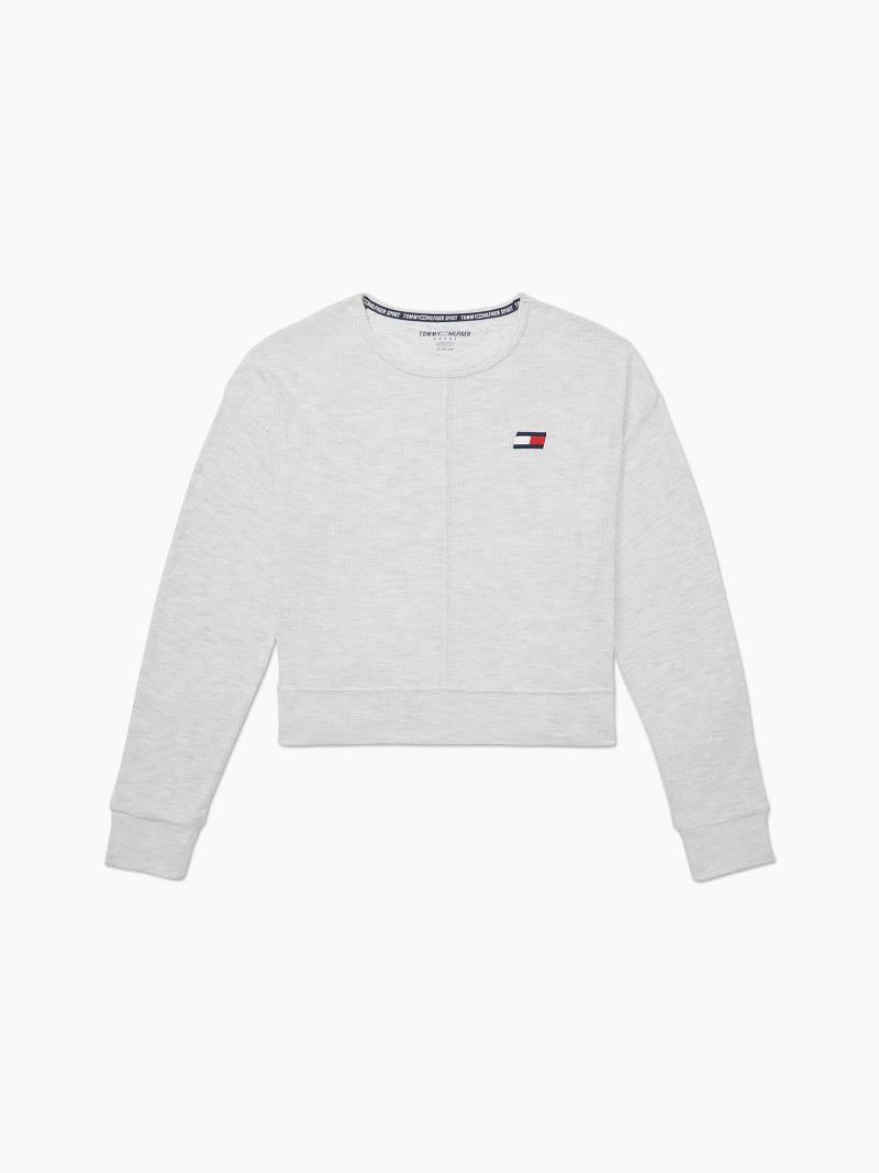 Sweats Tommy Hilfiger Ribbed Crewneck Femme Grise | FR_W21402