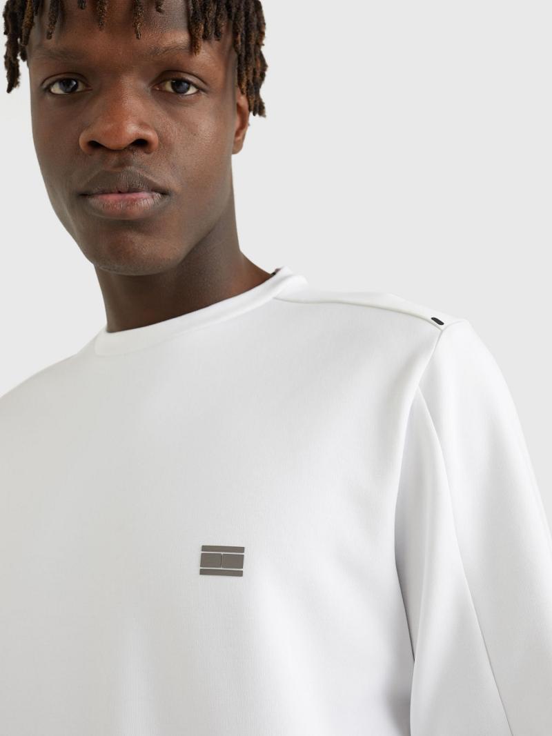 Sweats Tommy Hilfiger Solid tech crewneck Homme Blanche | FR_M31136