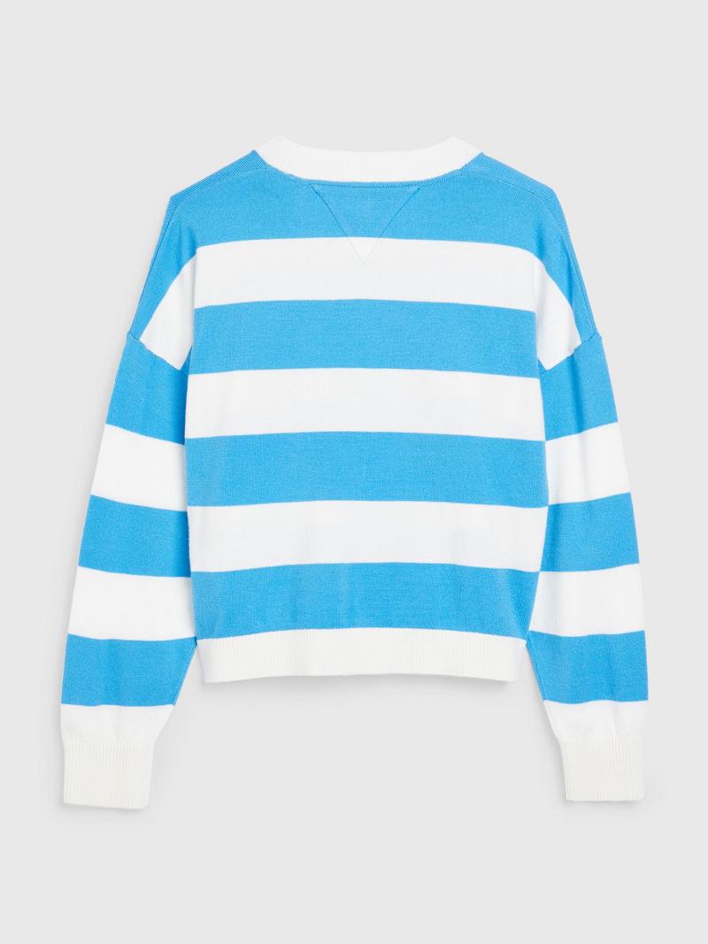 Sweats Tommy Hilfiger Stripe Pull Enfant Bleu | FR_G1212