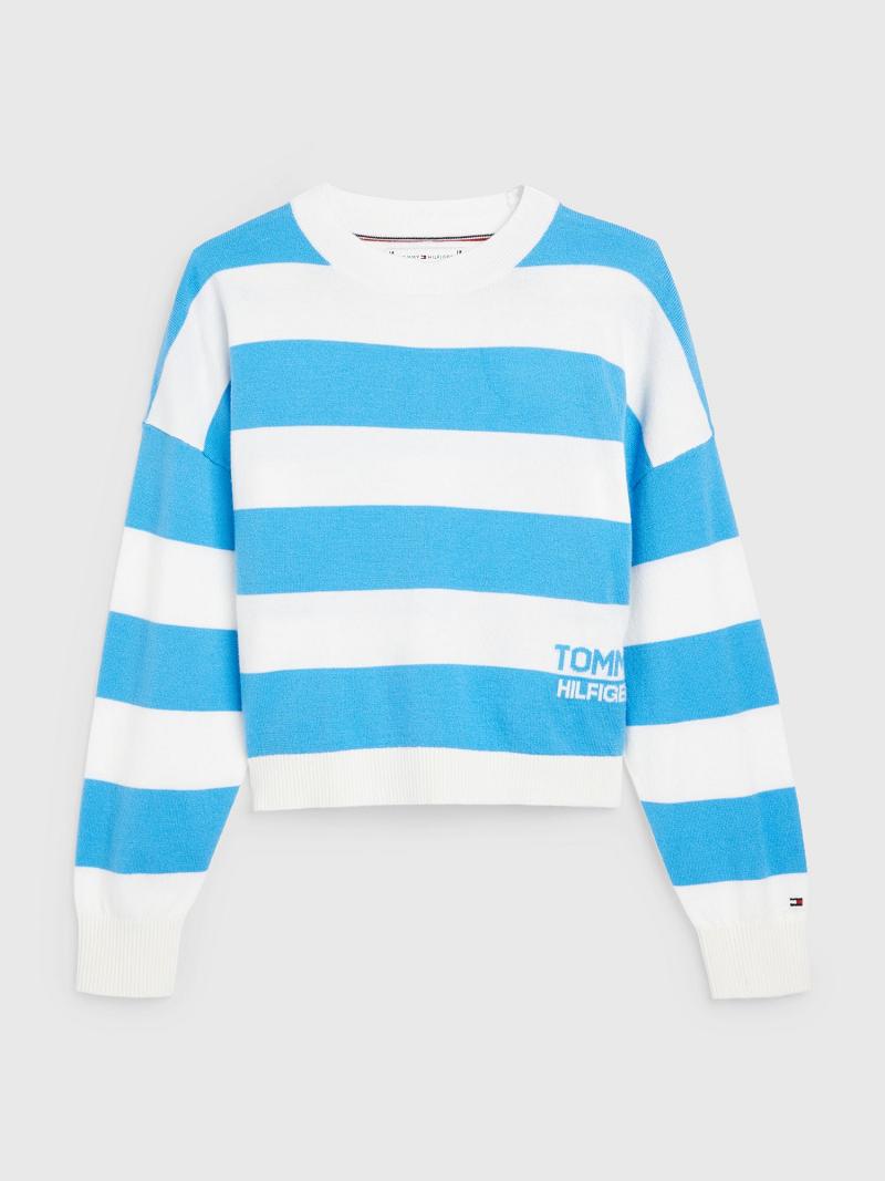 Sweats Tommy Hilfiger Stripe Pull Enfant Bleu | FR_G1212