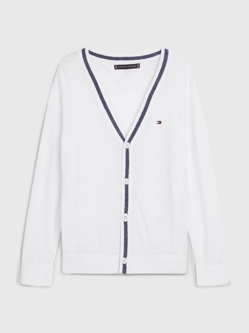 Sweats Tommy Hilfiger Tipped Cardigan Enfant Blanche | FR_B2138