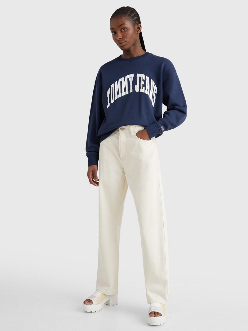 Sweats Tommy Hilfiger Tommy Logo Crewneck Femme Bleu Marine | FR_W21407