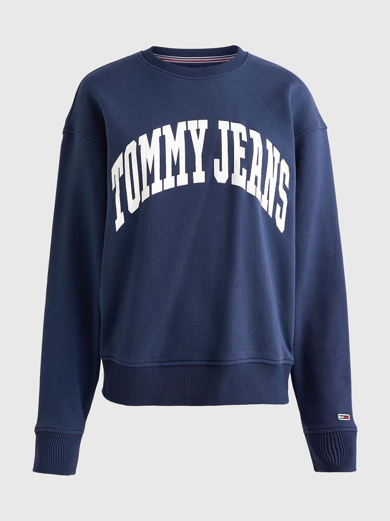 Sweats Tommy Hilfiger Tommy Logo Crewneck Femme Bleu Marine | FR_W21407