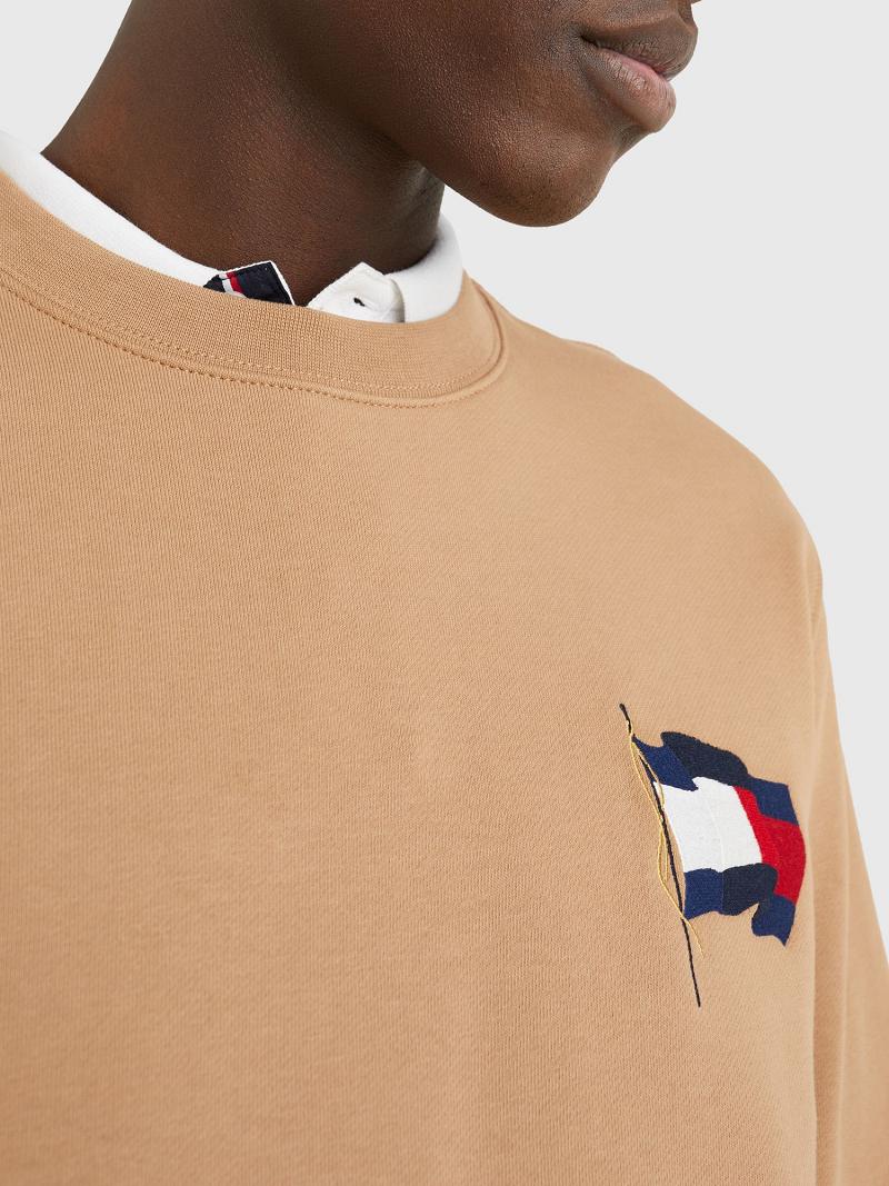 Sweats Tommy Hilfiger Wavy Flag Homme Marron | FR_M31140