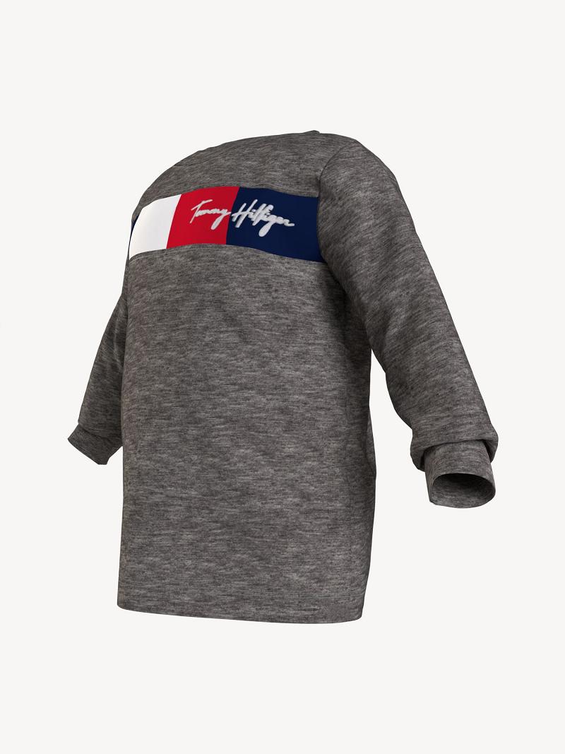 T Shirts Tommy Hilfiger Babies' Signature Long Sleeve Enfant Grise | FR_B2155