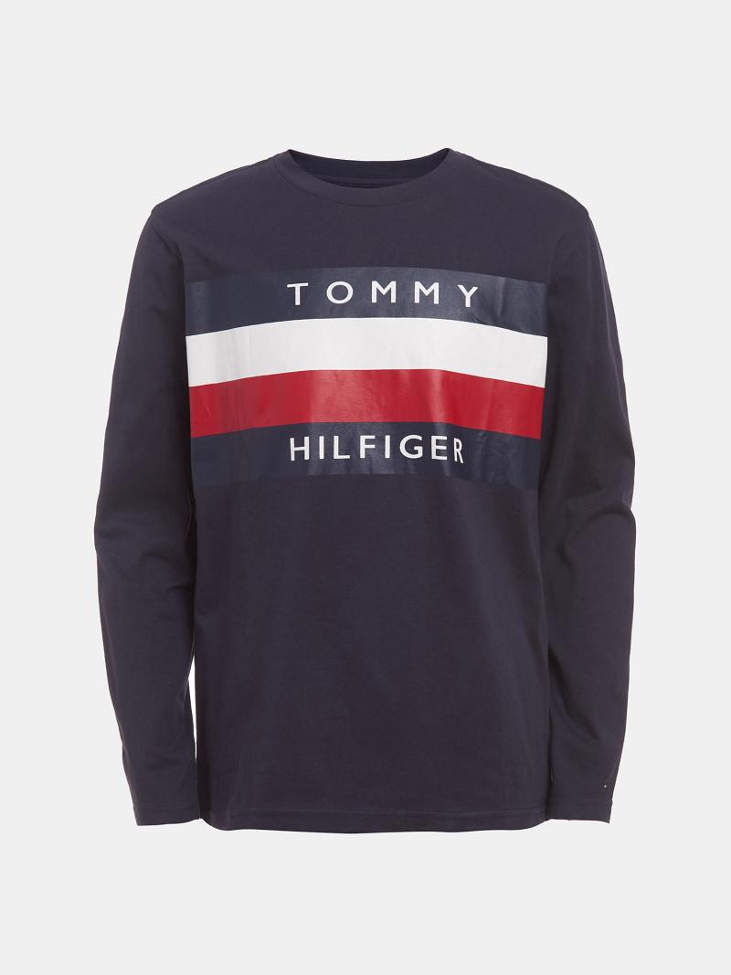 T Shirts Tommy Hilfiger Big Stripe Long-Sleeve Enfant Bleu Marine | FR_B2164