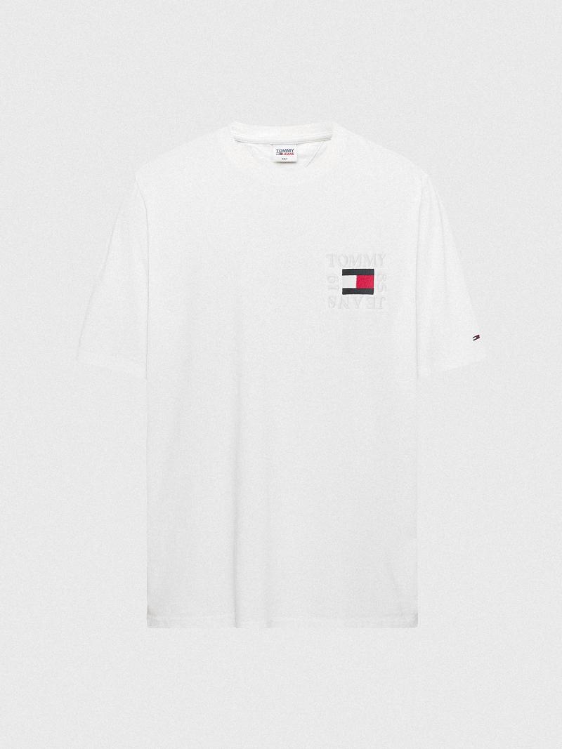 T Shirts Tommy Hilfiger Big and tall box logo Homme Blanche | FR_M31001