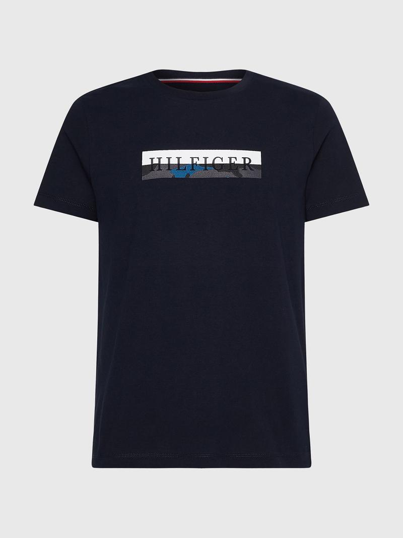 T Shirts Tommy Hilfiger Big and tall camo graphic Homme Bleu Marine | FR_M31002