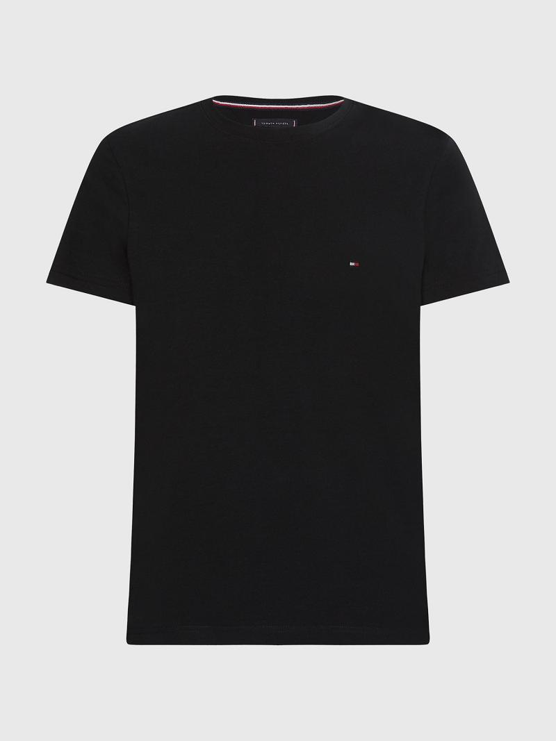 T Shirts Tommy Hilfiger Big and tall solid stretch Homme Noir | FR_M31007