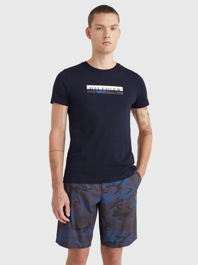 T Shirts Tommy Hilfiger Camo graphic Homme Bleu Marine | FR_M31010