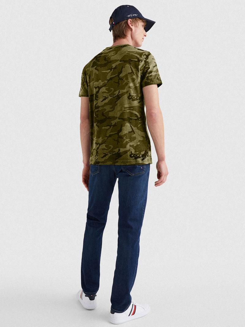 T Shirts Tommy Hilfiger Camo logo Homme Vert Olive | FR_M31011