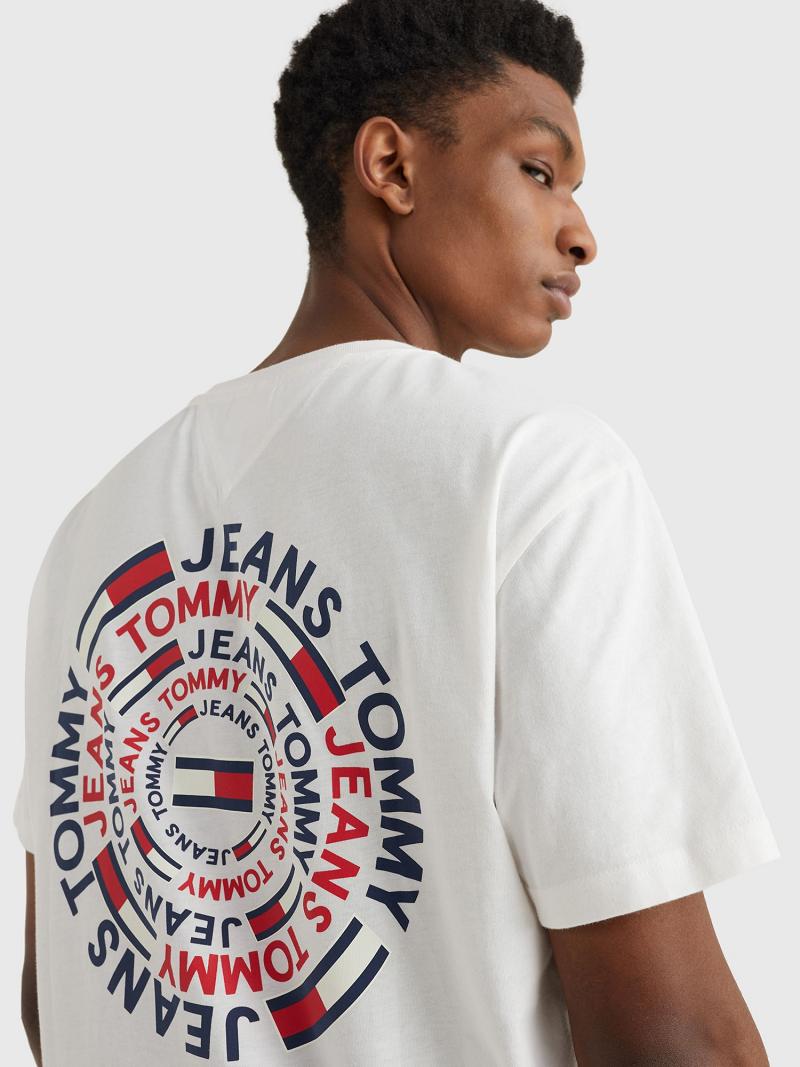 T Shirts Tommy Hilfiger Circular back graphic Homme Blanche | FR_M31013