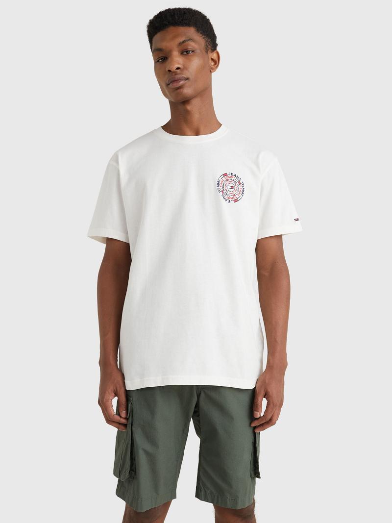 T Shirts Tommy Hilfiger Circular back graphic Homme Blanche | FR_M31013