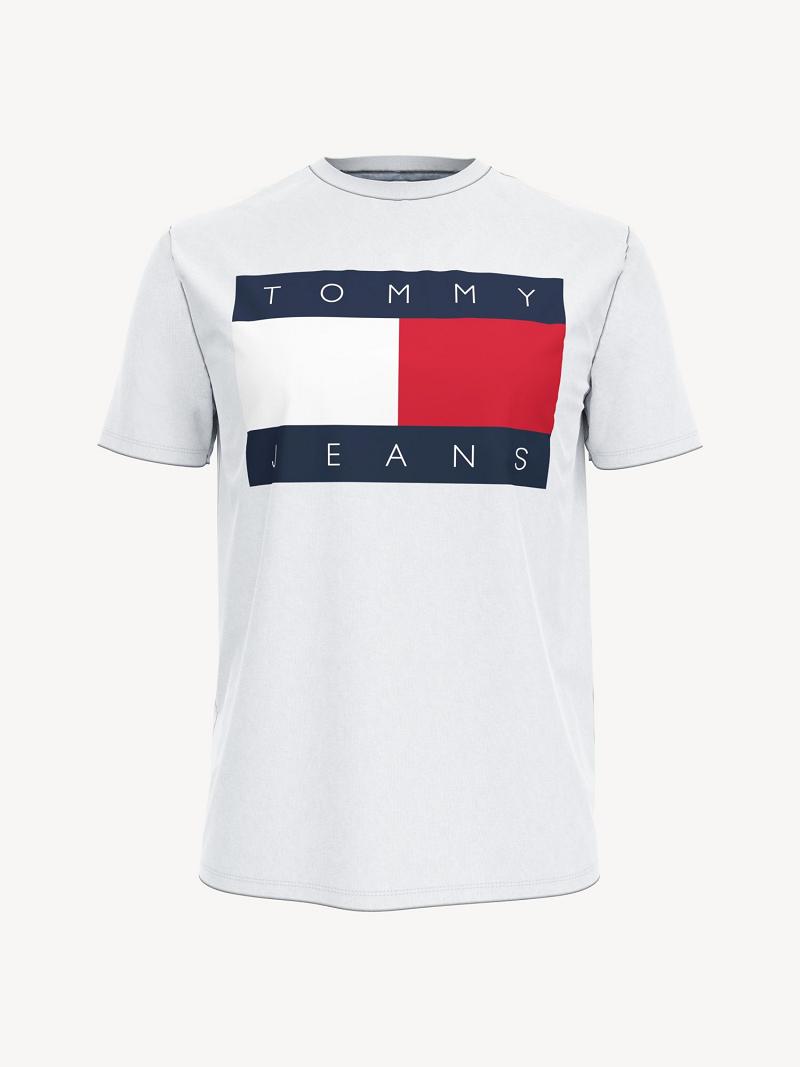 T Shirts Tommy Hilfiger Classiche flag logo Homme Blanche | FR_M31014