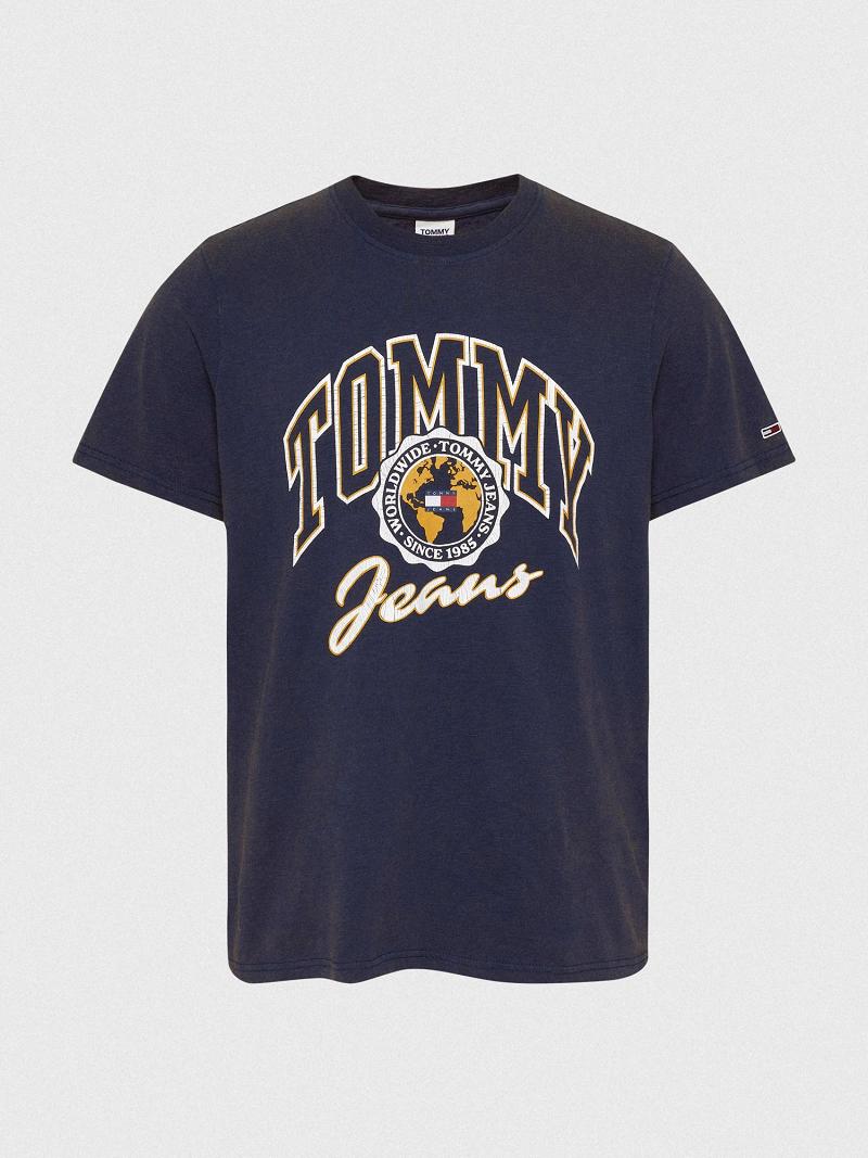 T Shirts Tommy Hilfiger Collegiate Logo Homme Bleu Marine | FR_M31015