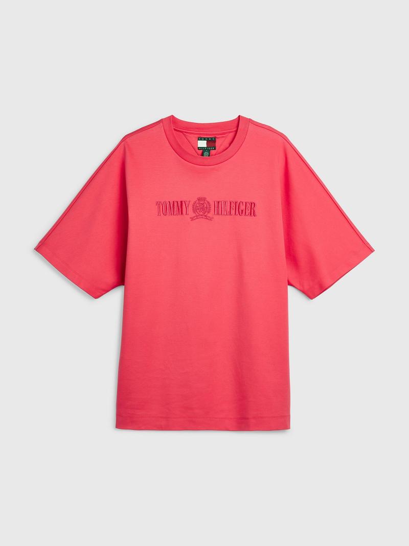 T Shirts Tommy Hilfiger Crest Homme Rose | FR_M31023