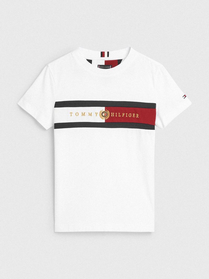 T Shirts Tommy Hilfiger Crested Enfant Blanche | FR_B2169