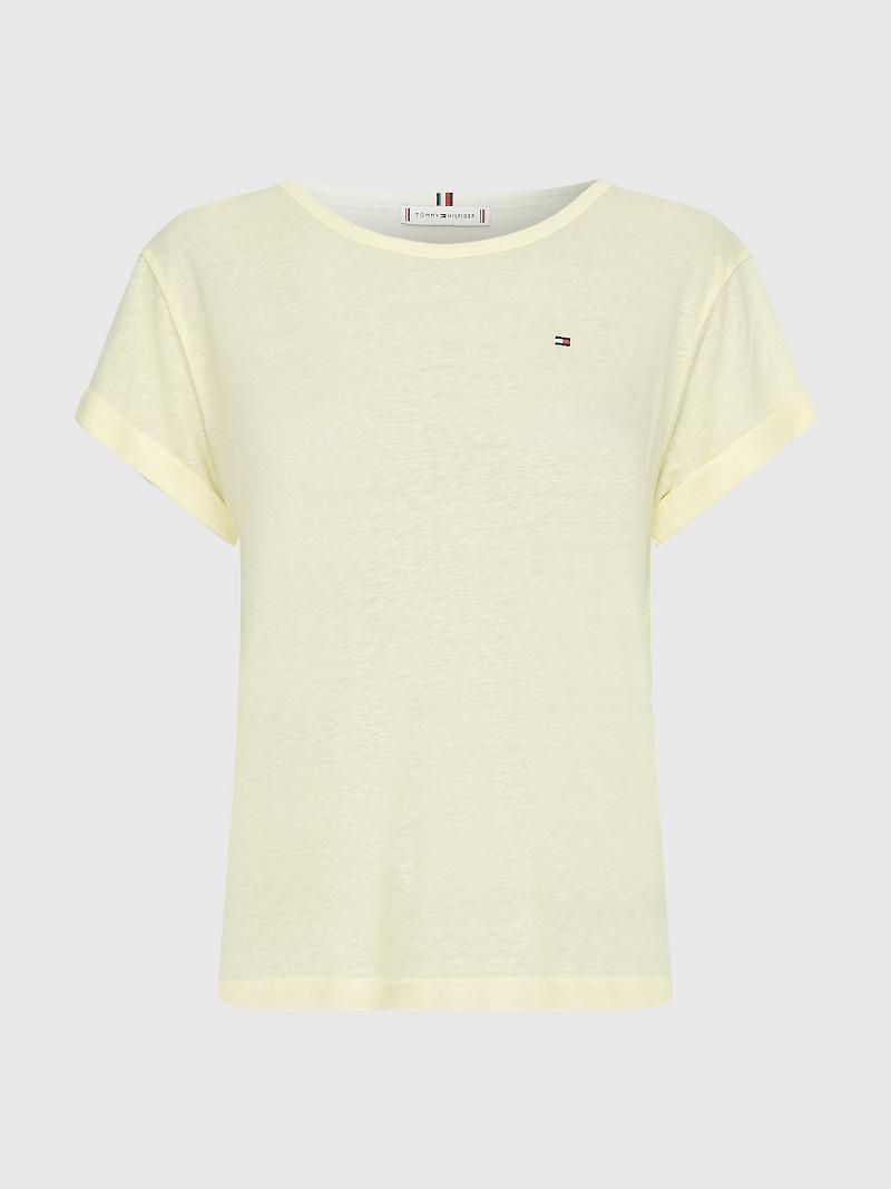 T Shirts Tommy Hilfiger Crewneck Femme Jaune | FR_W21434