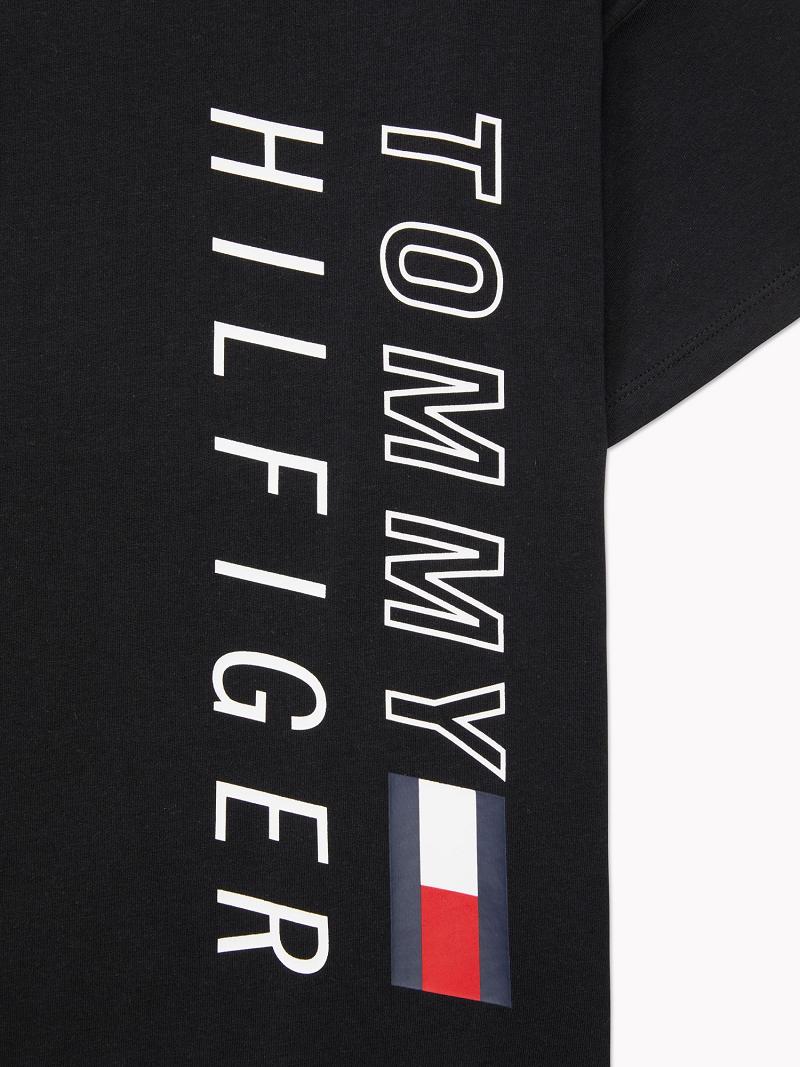 T Shirts Tommy Hilfiger Cropped Logo Femme Noir | FR_W21436