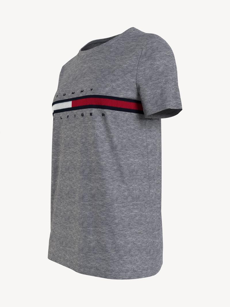 T Shirts Tommy Hilfiger Essential Flag Stripe Femme Grise | FR_W21447