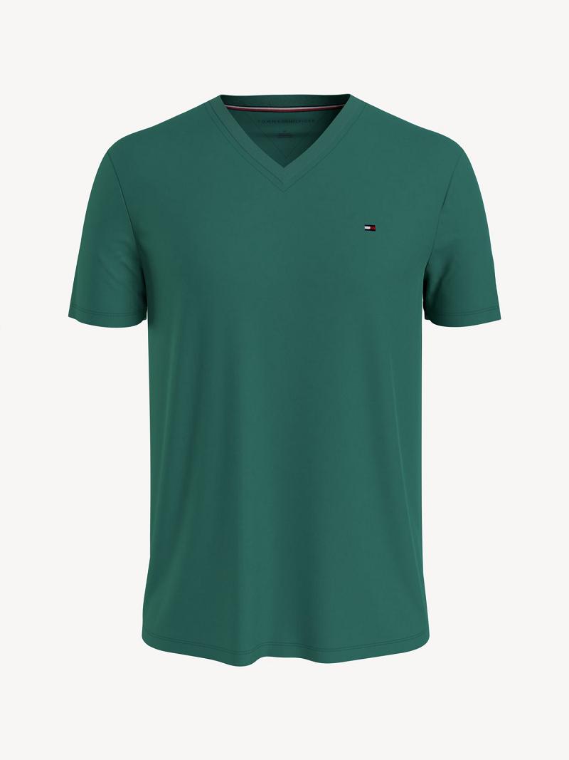 T Shirts Tommy Hilfiger Essential V-Neck Homme Vert | FR_M31037