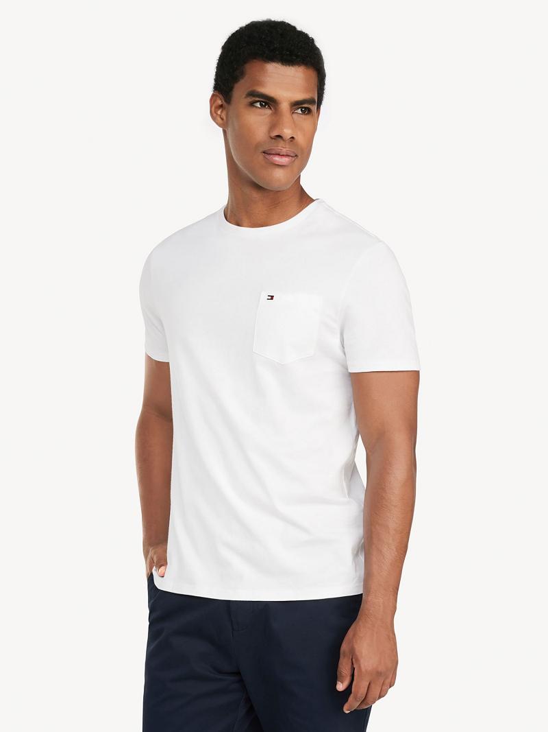 T Shirts Tommy Hilfiger Essential classic pocket Homme Blanche | FR_M31026