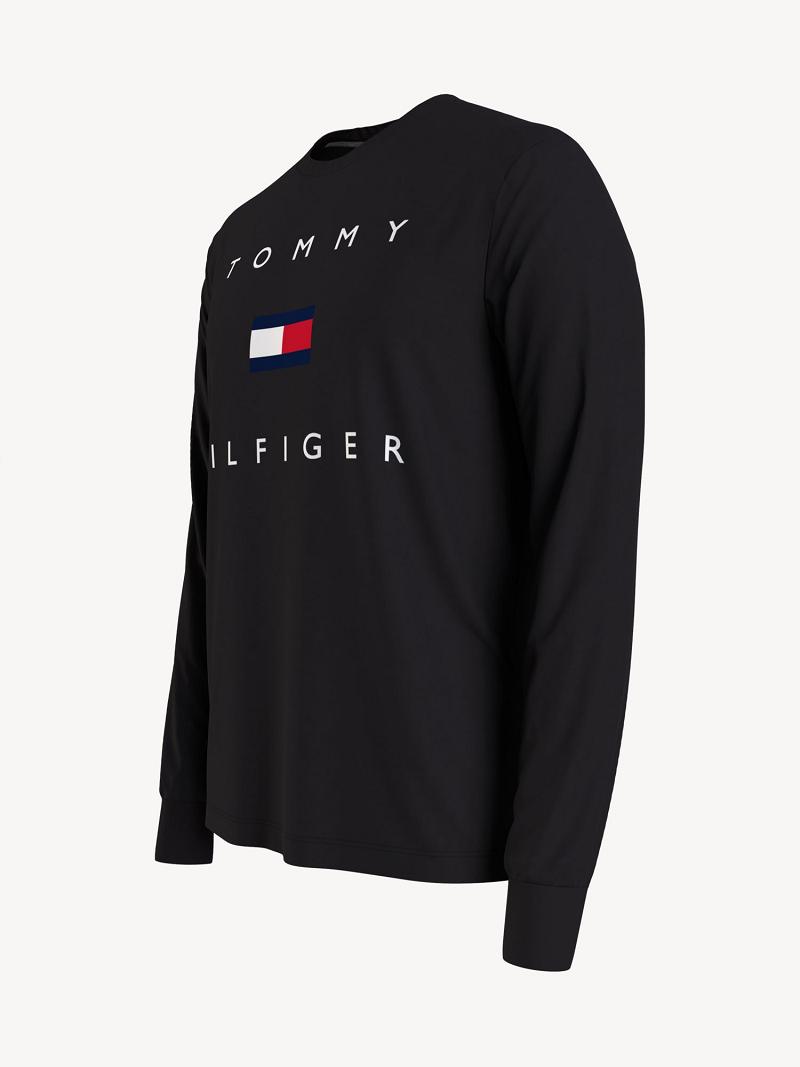 T Shirts Tommy Hilfiger Essential long-sleeve logo Homme Noir | FR_M31029