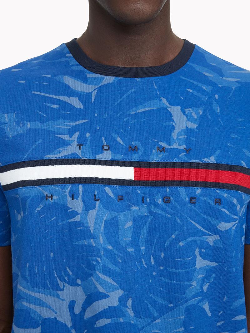 T Shirts Tommy Hilfiger Essential palm flag Homme Bleu | FR_M31030