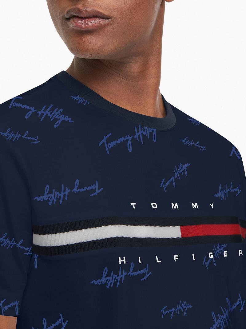 T Shirts Tommy Hilfiger Essential script logo Homme Bleu Marine | FR_M31031