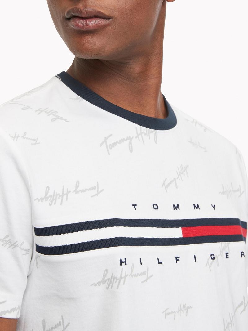 T Shirts Tommy Hilfiger Essential script logo Homme Blanche | FR_M31032