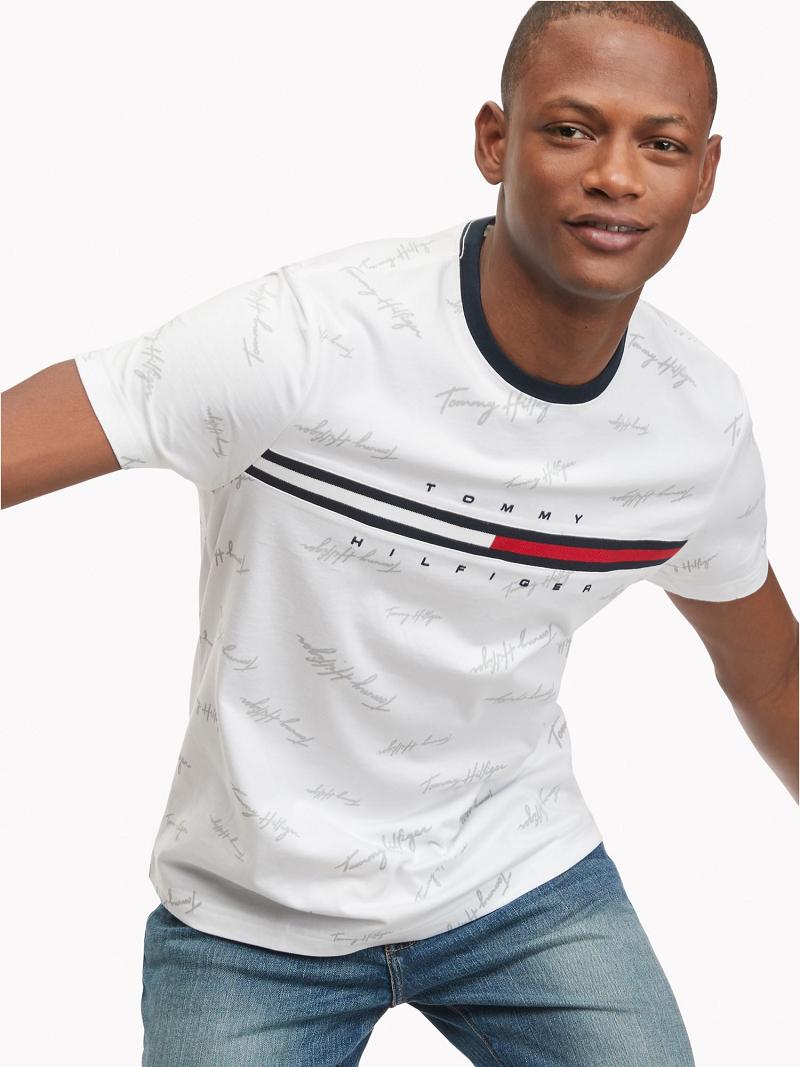 T Shirts Tommy Hilfiger Essential script logo Homme Blanche | FR_M31032