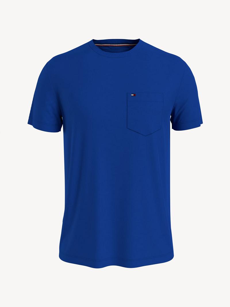 T Shirts Tommy Hilfiger Essential solid pocket Homme Bleu | FR_M31035