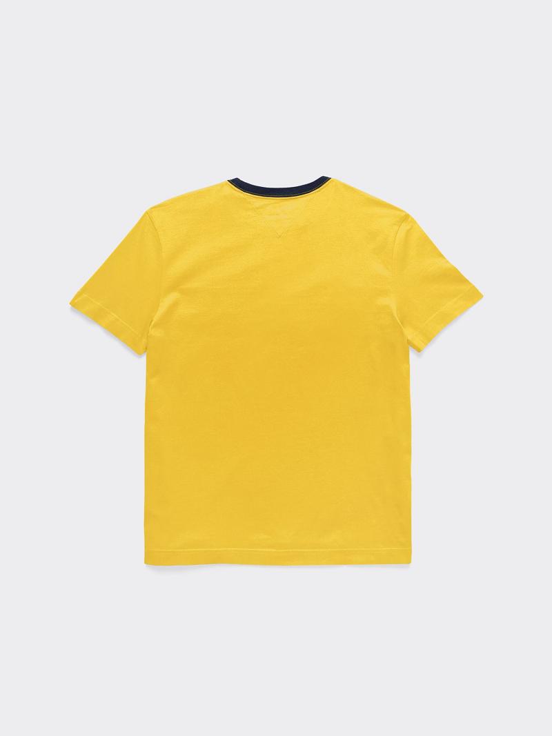 T Shirts Tommy Hilfiger Flag Enfant Jaune | FR_B2171