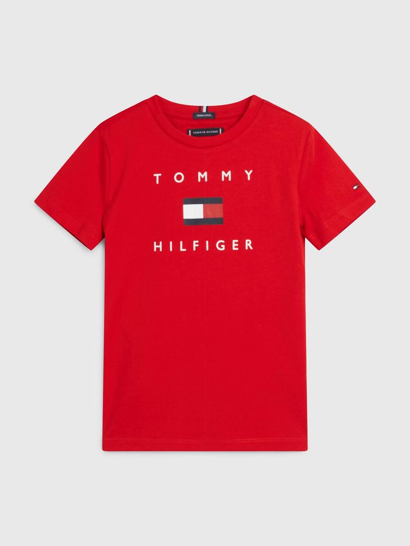 T Shirts Tommy Hilfiger Flag Enfant Rouge | FR_B2172