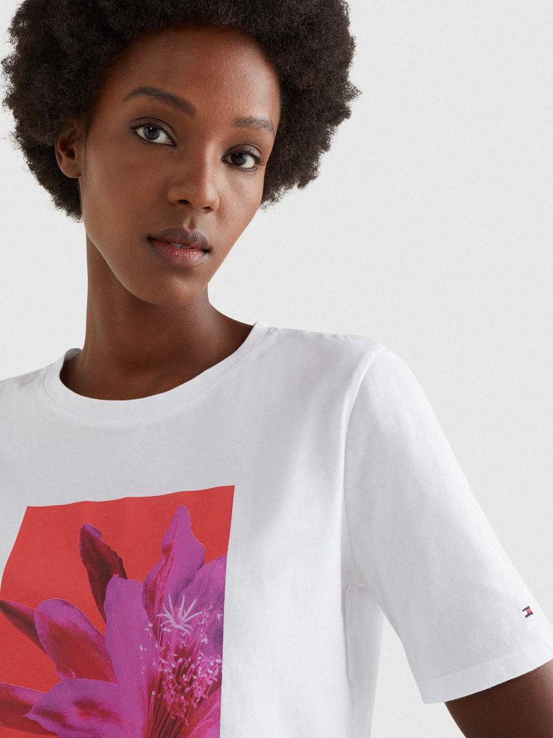 T Shirts Tommy Hilfiger Floral Femme Blanche | FR_W21453