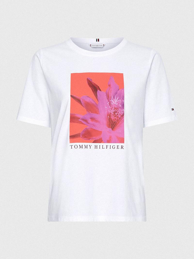 T Shirts Tommy Hilfiger Floral Femme Blanche | FR_W21453