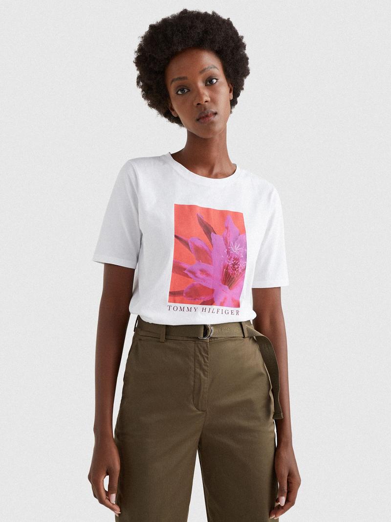 T Shirts Tommy Hilfiger Floral Femme Blanche | FR_W21453