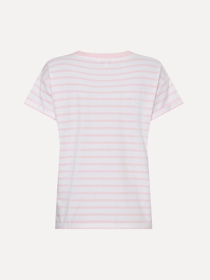 T Shirts Tommy Hilfiger Hilfiger Breton Stripe Femme Rose | FR_W21456