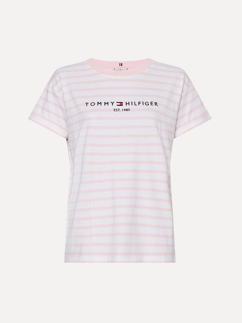 T Shirts Tommy Hilfiger Hilfiger Breton Stripe Femme Rose | FR_W21456