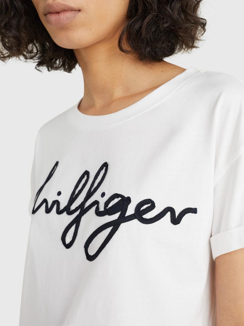 T Shirts Tommy Hilfiger Hilfiger Femme Blanche | FR_W21455